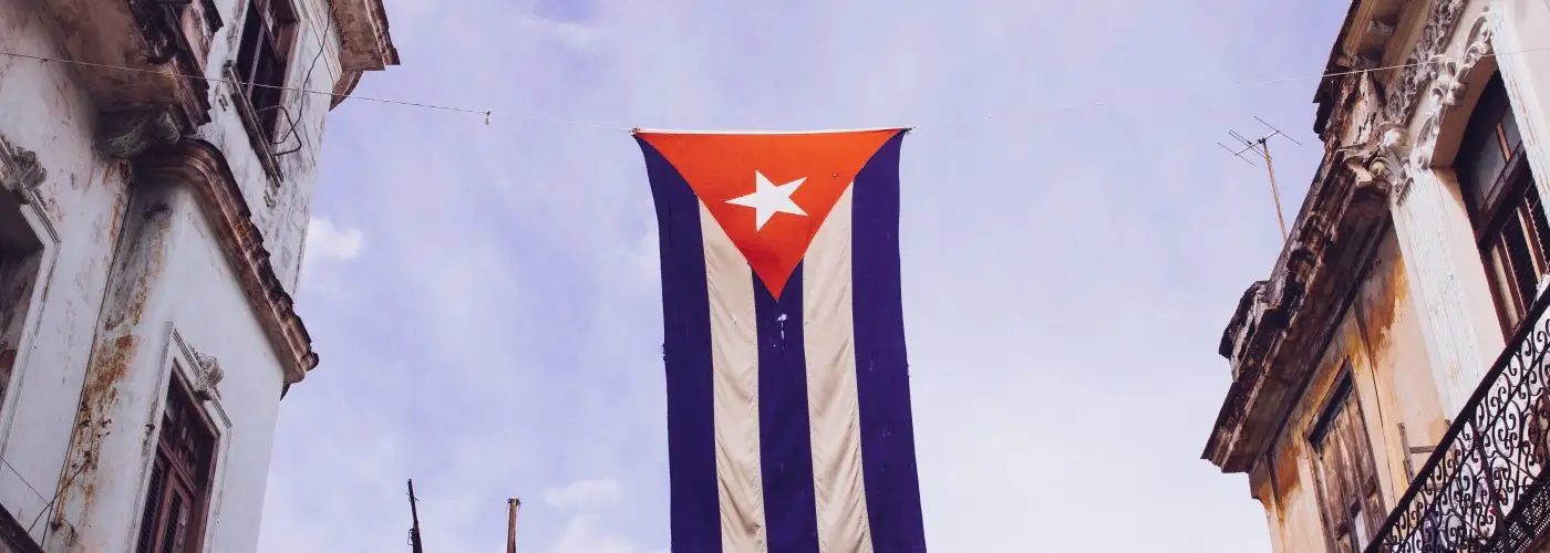 cuba flag on display