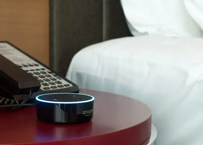 Amazon echo dot in hotel room