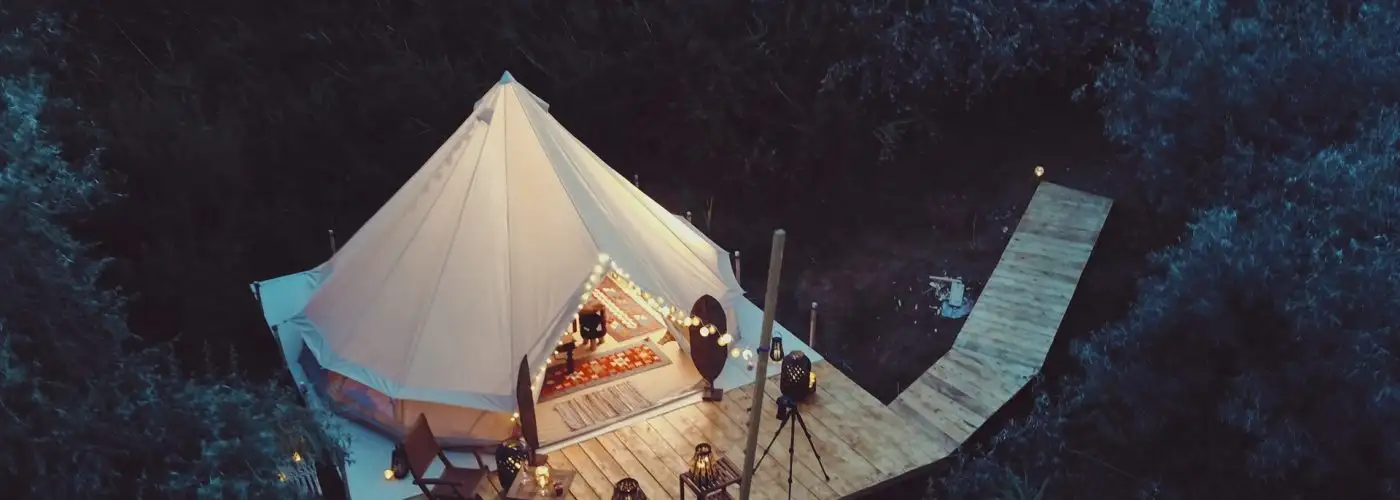 glamping aerial view nature