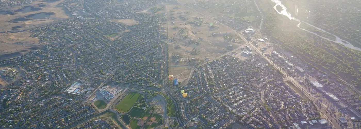 aerial views hot air balloon