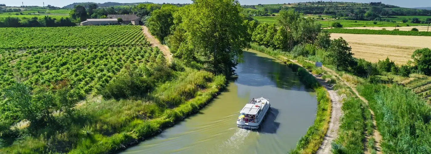 barge cruise aerial view of canal