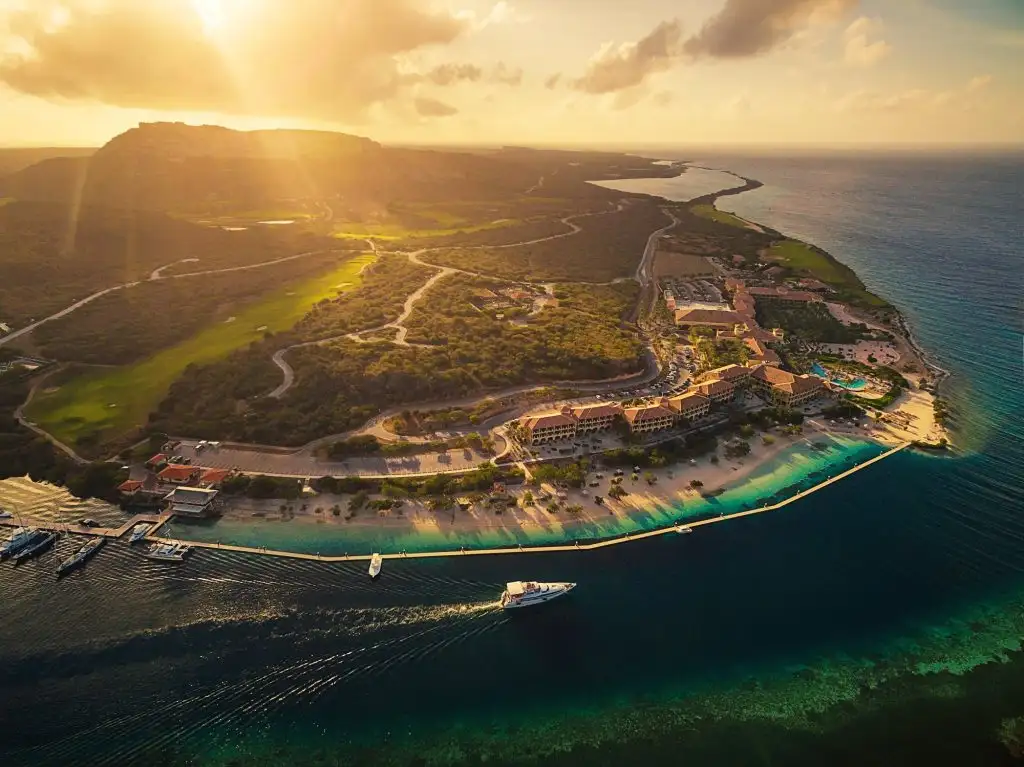 aerial view of resort on island curacao