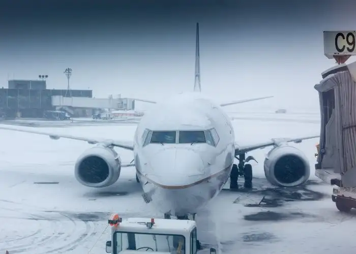 winter flight in snow