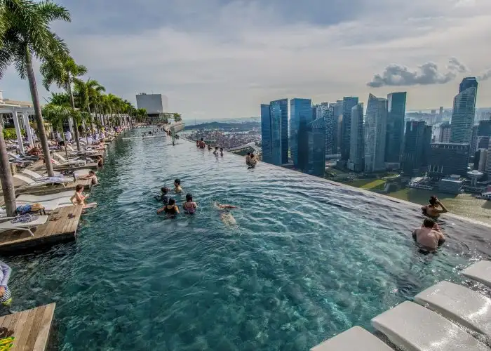 Famous hotel Marina Bay Sands rooftop infinity
