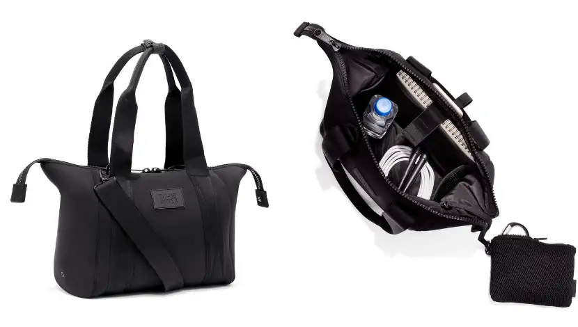 personal item black bag exterior and interior view