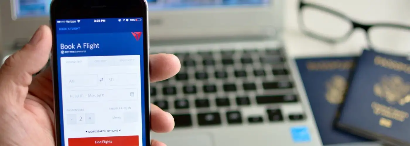 booking Delta flight on mobile app for frequent flyer program miles