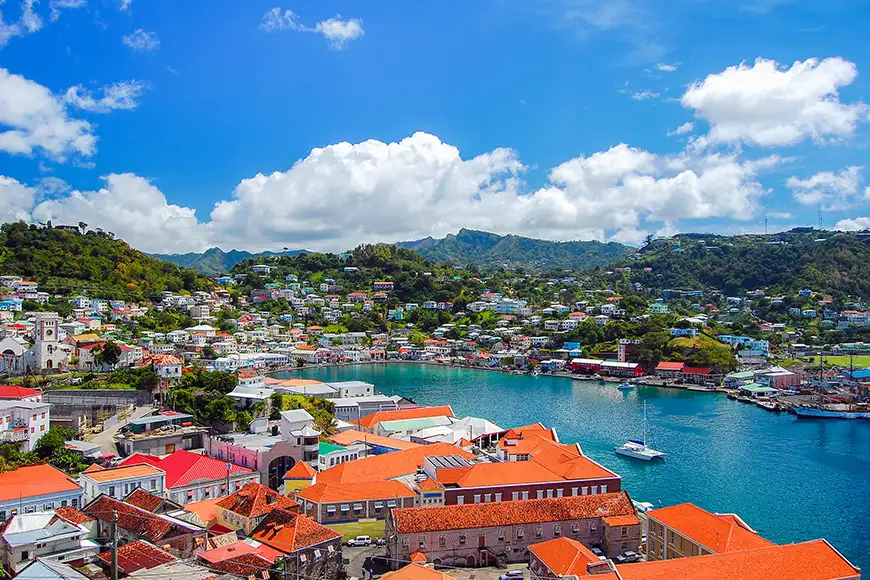 View of saint george's town, capital grenada island, caribbean region lesser antilles