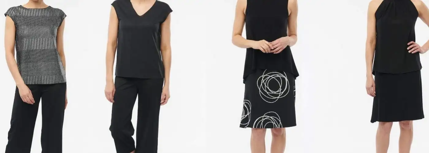 Helene Clarkson designs casual, stylish women's fashion pieces: skirts,  leggings, pants, tops, dresses. UPF 50+. Interchangeable pieces take you  from day to night all year long. Made in Canada. Great travel wear. –
