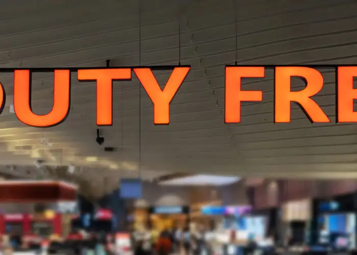 Duty Free sign at shopping area of airport