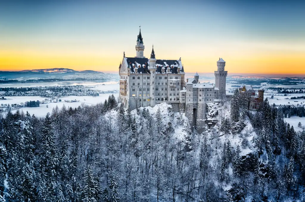castle with dusting of snow
