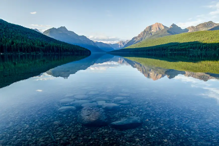 Reflection in Bowman Lake, Glacier National Park