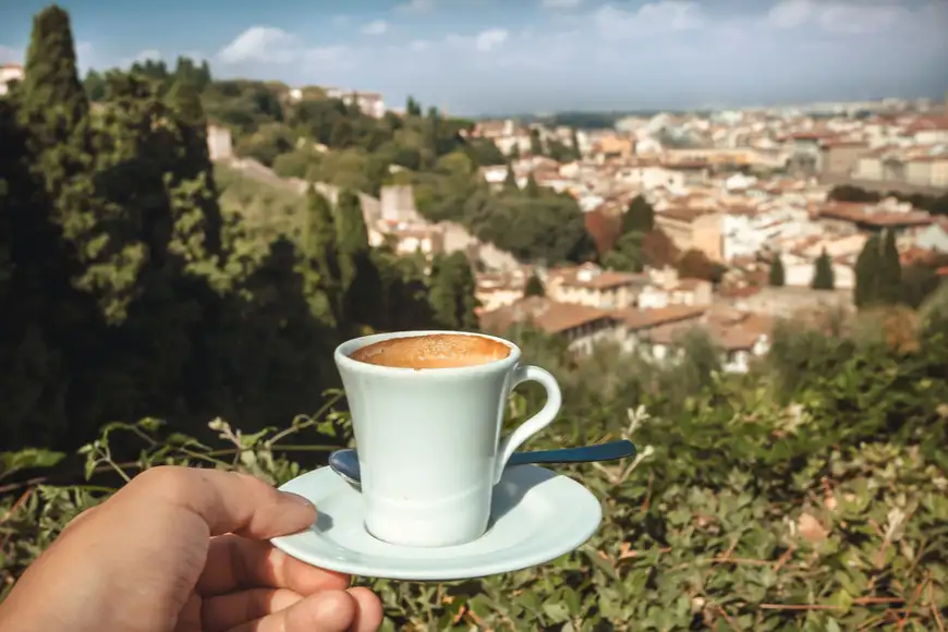 coffee cup overlooking florence.