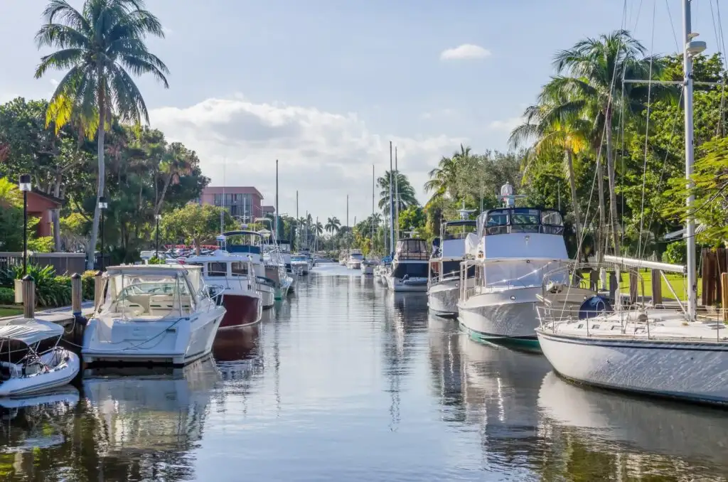 canals with large boats in florida