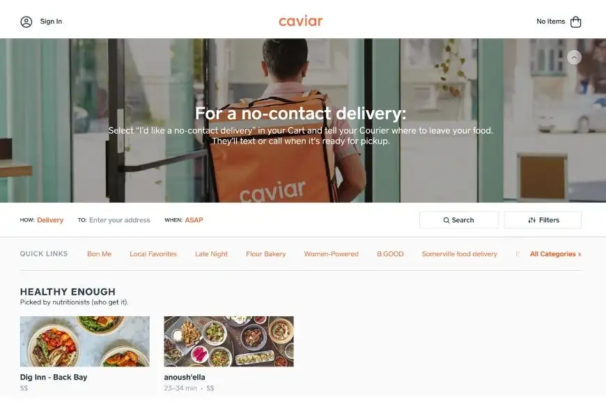 caviar homepage.