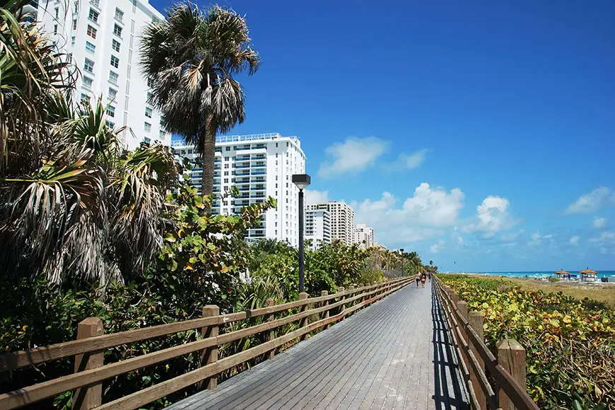 miami beach boardwalk.