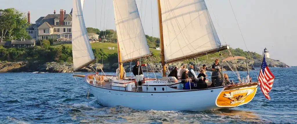 Tourists onboard a Classic Cruises of Newport ship