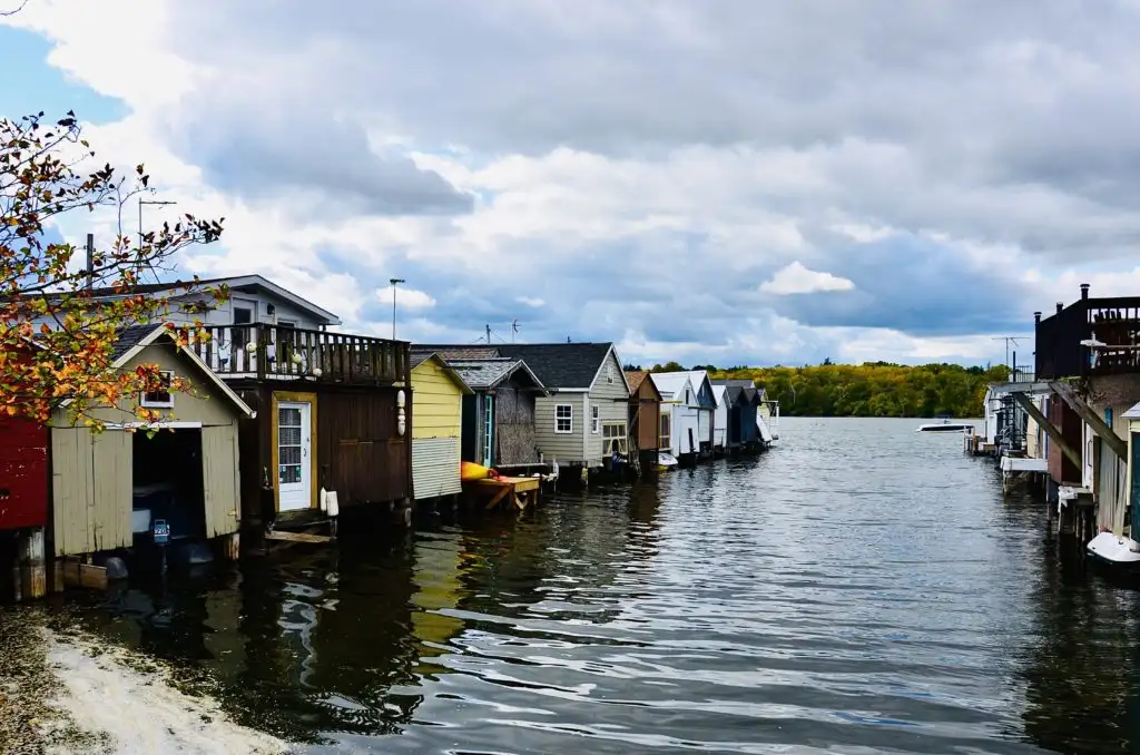 Boat houses on Canandaigua Lake, New York