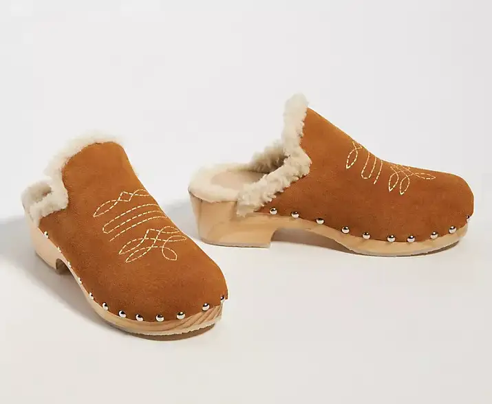 Anthropologie Shearling-Lined Clogs