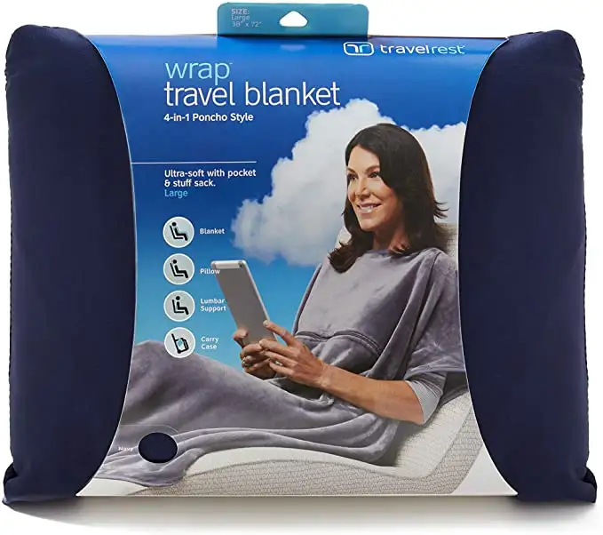 Travelrest 4-in-1 Premier Class Travel Blanket with Zipped Pocket