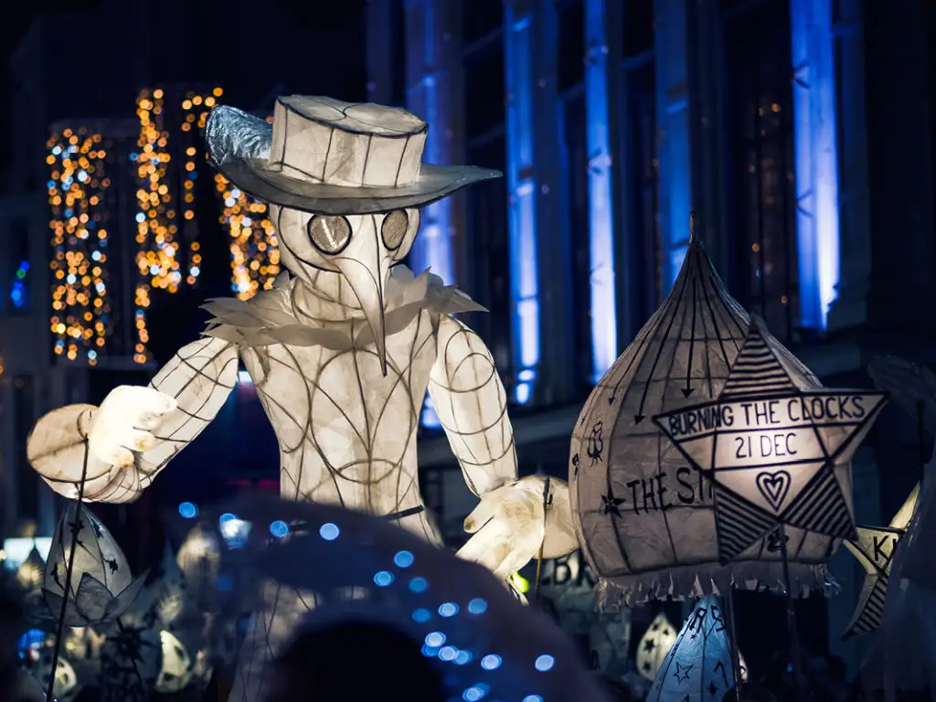 Lantern sculptures at the Burning the Clock procession in Brighton, England