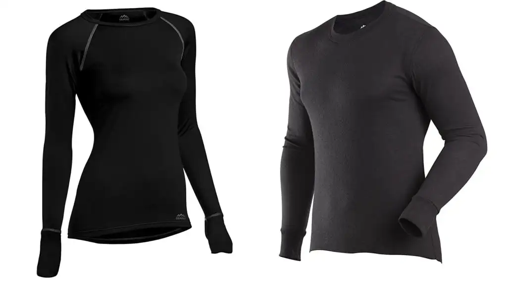 Two long sleeved shirts in grey and black from ColdPruf