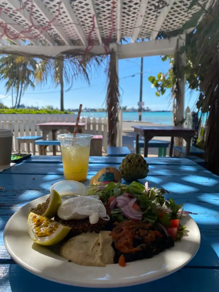 Meal at Da Perk Cafe in Eleuthera, Bahamas