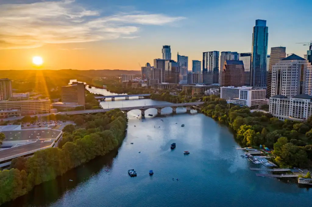 View of Austin, Texas at sunset