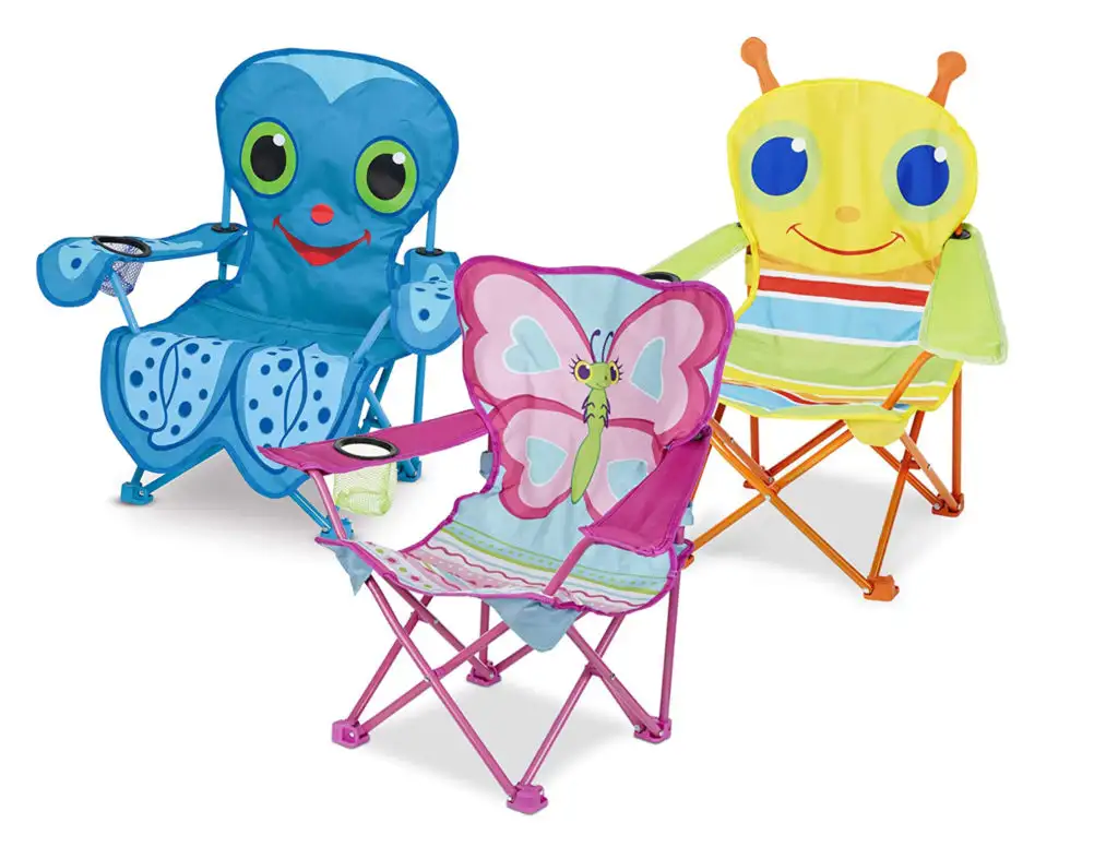 Three examples of Melissa & Doug Outdoors Chairs for kids