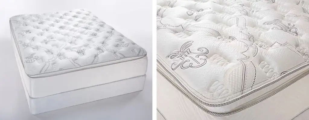 Two images side by side showing the mattress found in St. Regis hotel rooms