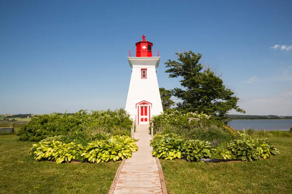 Traditional lighthouse in Victoria-by-the-Sea in Canada