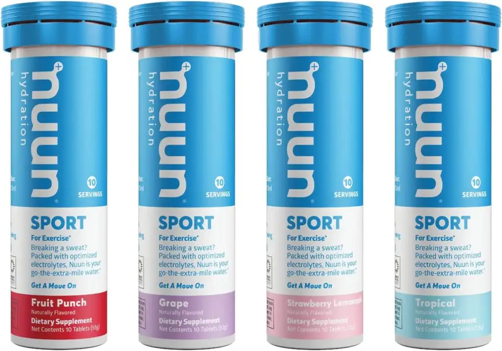 Nuun Sport Electrolyte Drink Tablets in four different flavors