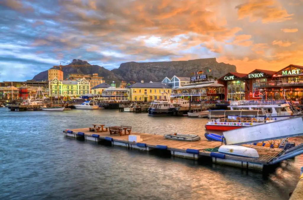Businesses by the water in Cape Town, South Africa