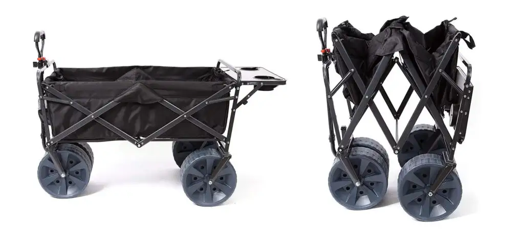 Two views of the Mac Sports Heavy Duty Collapsible Folding All Terrain Utility Wagon