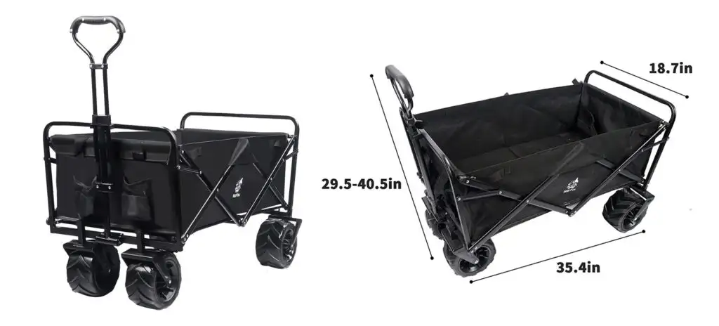 Two views of the Napfox Collapsible Heavy Duty Beach Wagon