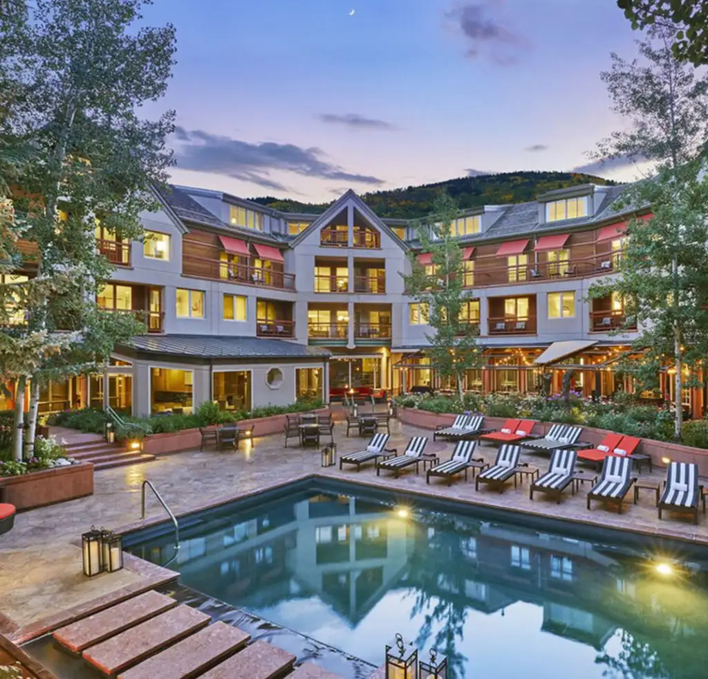 Pool area at The Little Nell resort in Aspen, Colorado