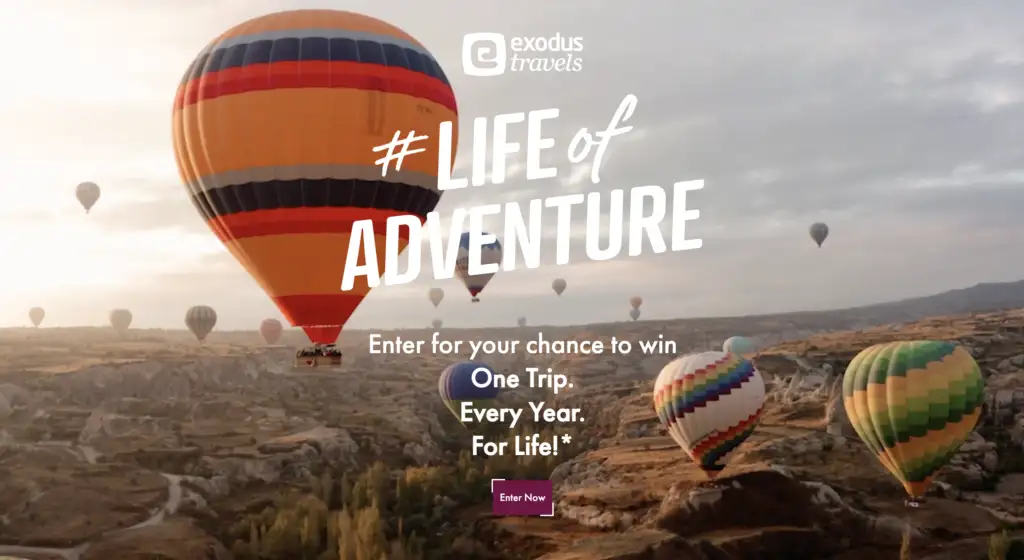 Advertisement for Exodus Travels' Life of Adventure contest