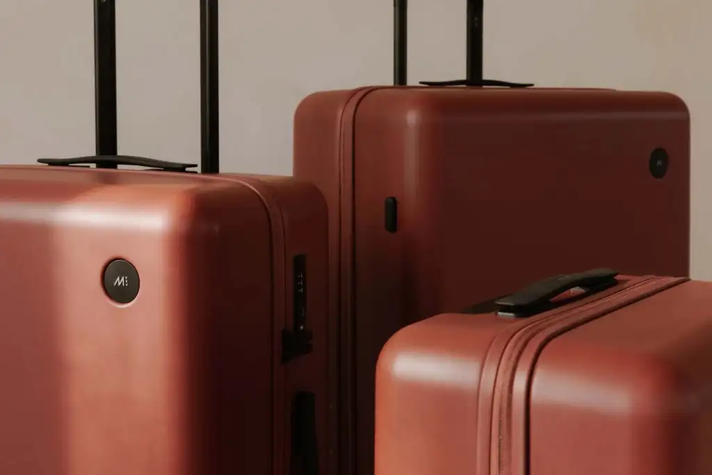 Set of Monos luggage in warm brown