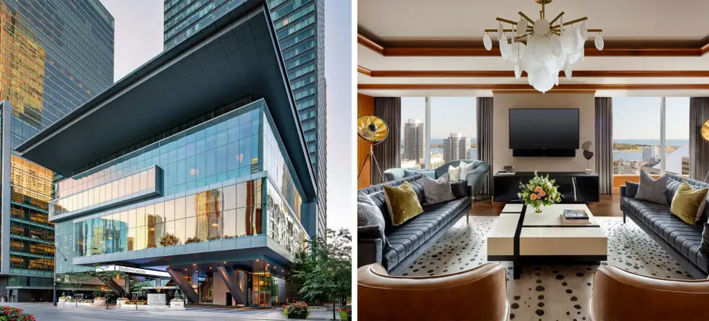 Exterior and interior images of the Ritz-Carlton in Toronto