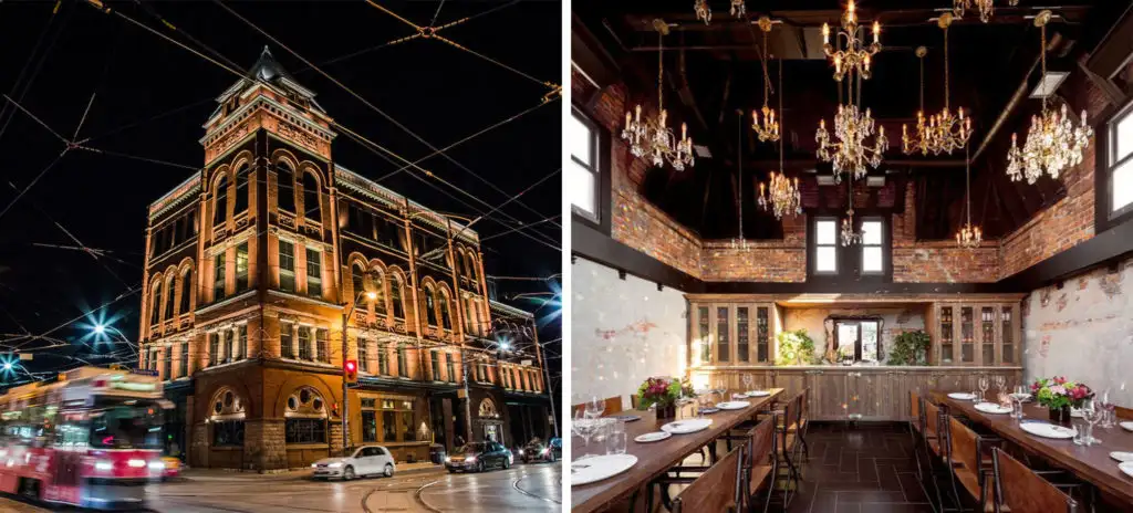 Exterior and interior images of The Broadview hotel in Toronto, Canada