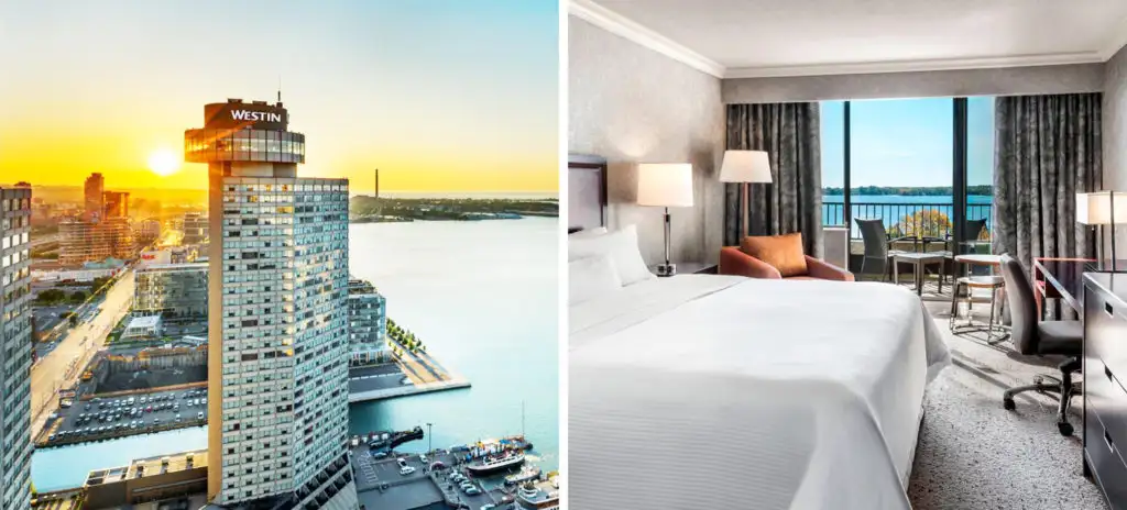Exterior and interior images of the Westin Harbour Castle in Toronto, Canada