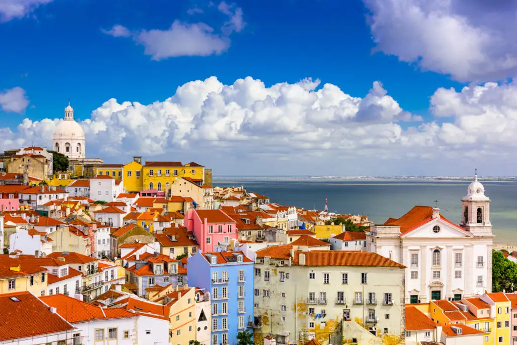Alfama Lisbon Cityscape overlooking the ocean