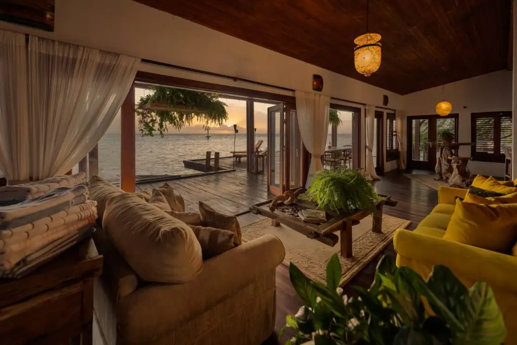 Inside the living area of a villa at Aruba Ocean Villas