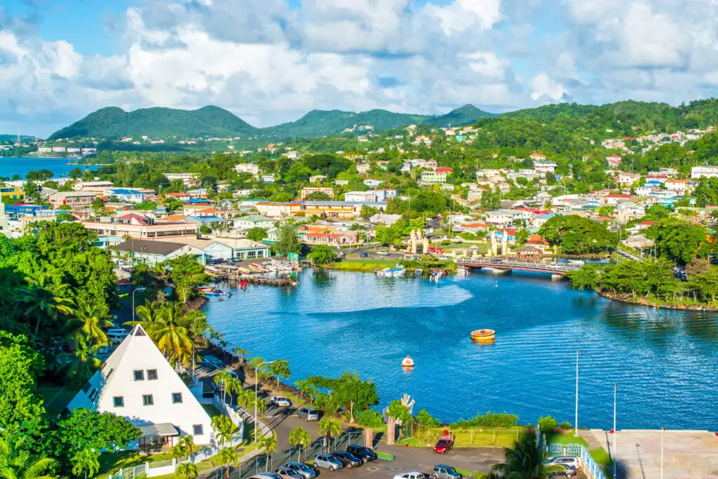Aerial view of Castries, St. Lucia in the Caribbean