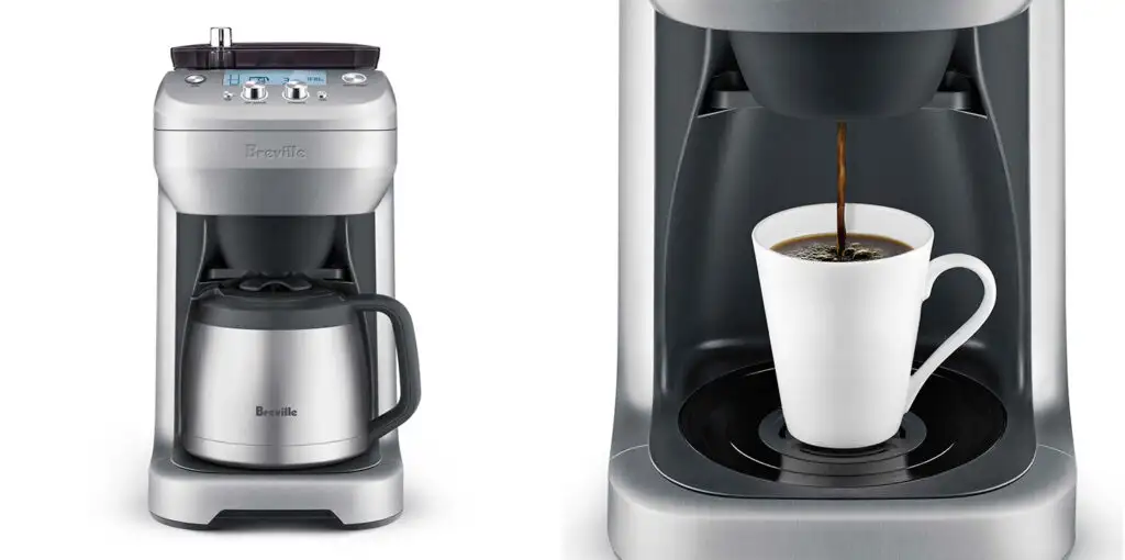 Two images of the Breville The Grind Control Coffee maker