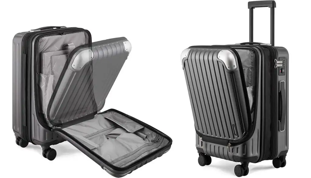 Two views of the LEVEL8 Grace EXT Carry-On Luggage