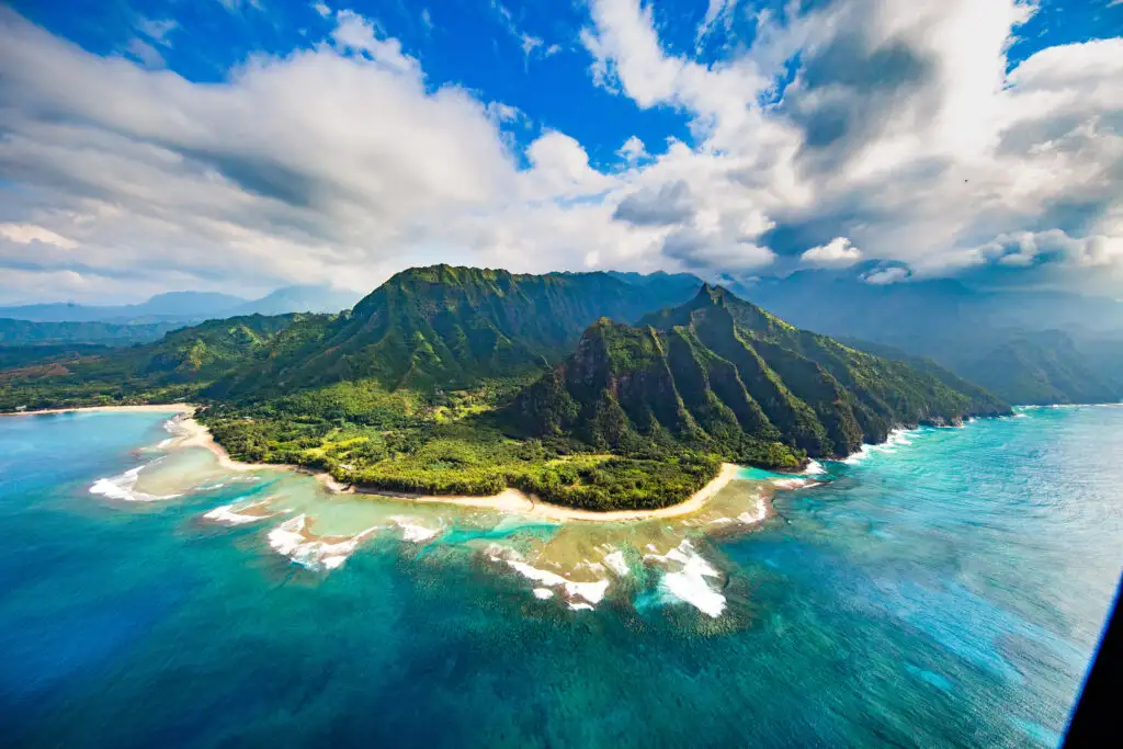 Aerial view of the Na Pali Coast, Kauai