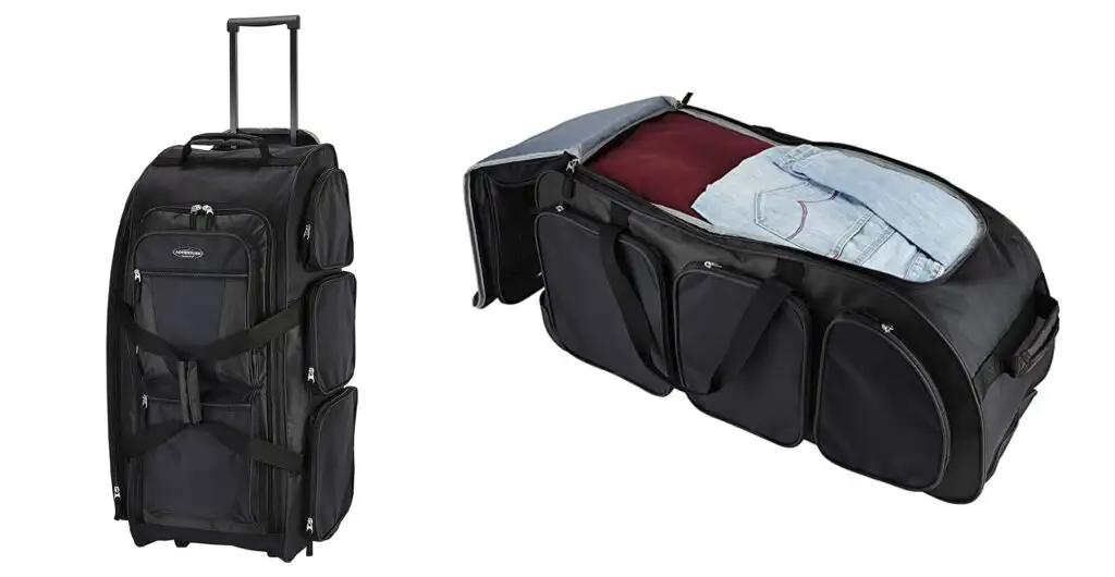 Two angles of the Travelers Club Xpedition, one open and one zippered