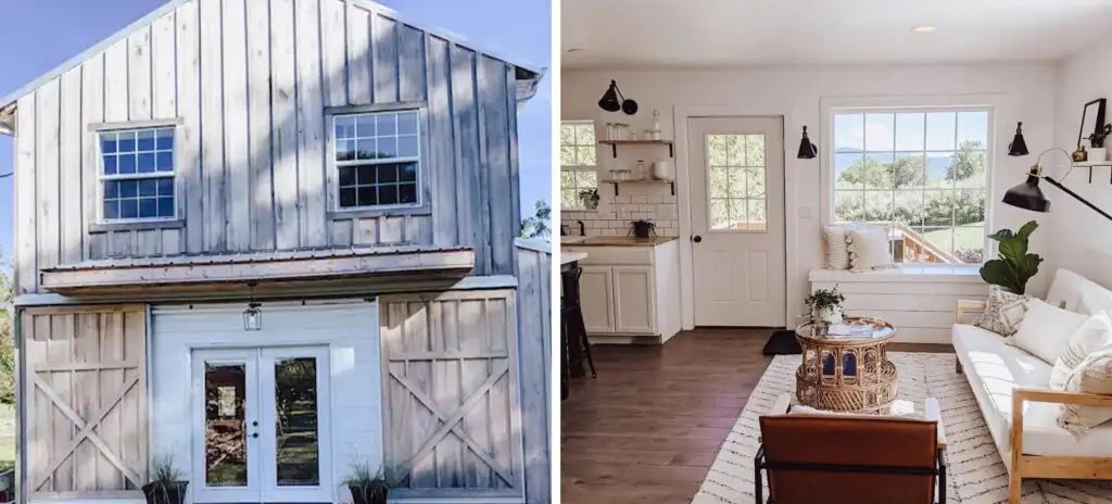 Exterior and interior of Seasons Yield Farm Airbnb in Lexington, Virginia, United States