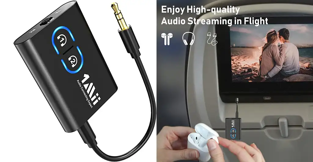 Two views of the 1 Mii Bluetooth Audio Transmitter
