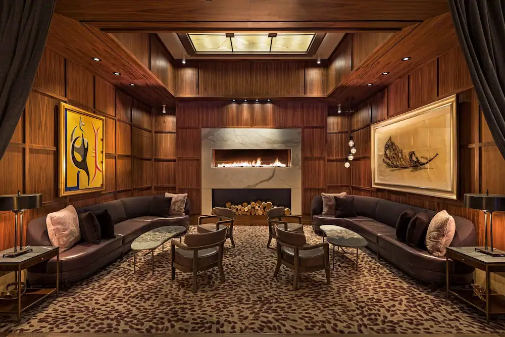 Interior seating area with fireplace at The Ritz Carlton Boston